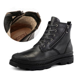 Vipkoala Natural Cow Leather Men Winter Boots Handmade Retro Ankle Boot Genuine Leather Snow Boots