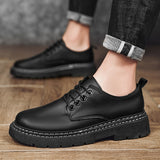 Vipkoala Men Luxury Designer Low Top Comfortable Casual Leather Ankle Boots Flat Work Shoes British Style Leather Shoes for Men