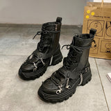 Vipkoala Platform Boots Ladies Punk Gothic for Women's New Combat Boots Casual Black Metal Button Knight Booties Female Motorcycle Shoes