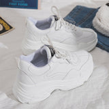 Vipkoala White Women Shoes New Chunky Sneakers For Women Lace-Up White Vulcanize Shoes Casual Fashion Dad Shoes Platform Sneakers Basket