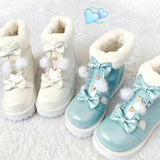 Vipkoala Winter kawaii girl sweet lolita boots vintage round head plus cashmere warm women shoes cute bowknot kawaii snow boots loli