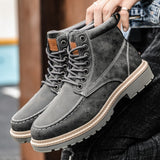 Vipkoala Men High Quality Leather Boots Male Spring Casual Motorcycle Ankle Botas Hombre Men Lace-Up Basic Boots Man Fashion Men Boots