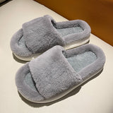 Vipkoala Women Faux Fur Pillow Slippers Lovers Winter Home Floor Shoes Open Toe Female Male Indoor Platform Slipper Ladies Fashion Slides