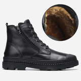 Vipkoala Natural Cow Leather Men Winter Boots Handmade Retro Ankle Boot Genuine Leather Snow Boots