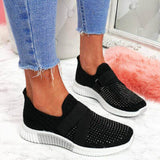 Vipkoala Womens Shoes Crystal Fashion Female Shoes Mesh Sport Ladies Shoes Platform Solid Female Casual Shoes Slip-On Women Shoes