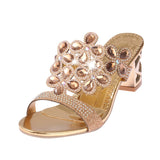 Vipkoala Summer Sandals Shoes Women Slippers High Heels Luxury Rhinestone Women's Shoes with Diamond-studded Chunky Heels  Sandals