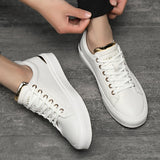 Vipkoala Spring Sneakers Men Casual Shoes White Metal Decoration for Men Oxfords Fashion Sneakers Mens Trainers Flat Shoes Size 44