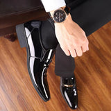 Vipkoala Men Formal Shoes  Leather  PU Patent  Solid Color Waterproof and Non Slip Large Size  Casual