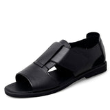 Vipkoala Fashion Leather Roman Sandals Korean Version of British Leather Sandals Men's Summer Casual Shoes Leather Hollow Shoes