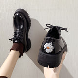 Vipkoala Platform japanned leather&matte lace-up oxfords shoes women british daisy low-top sneakers creepers round toe daddy shoes woman