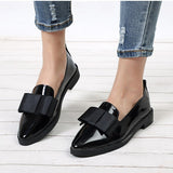 Vipkoala Plus Size 41 Spring Flats Women Shoes Bowtie Loafers Patent Leather Elegant Low Heels Slip On Footwear Female Oxford Shoes