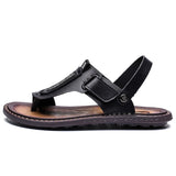 Vipkoala New Summer Male Outdoor Flip Flops Men Comfortable Casual Shoes Leather Men Breathable Beach Shoes Sandals Plus Size 38~48