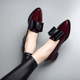 Vipkoala Plus Size 41 Spring Flats Women Shoes Bowtie Loafers Patent Leather Elegant Low Heels Slip On Footwear Female Oxford Shoes