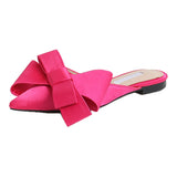 Vipkoala Spring And Summer Women's Shoes Korean Silk Satin Pointed Bow Tie Slippers Baotou Flat Heel Sets Semi Slippers