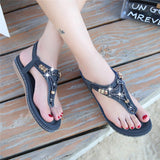 Vipkoala Women Sandals Summer Fashion Crystal Bead Flat Ladies Slipper Soft Casual Sexy High Quality Comfortable Outdoor Female Footwear