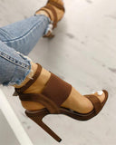 Vipkoala New Fashion Women Summer High-Heeled Sandals Solid Color Casual High Heels Shoes Female Buckle Strap Open Toe Sexy Women Pumps