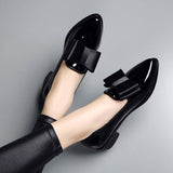 Vipkoala Plus Size 41 Spring Flats Women Shoes Bowtie Loafers Patent Leather Elegant Low Heels Slip On Footwear Female Oxford Shoes