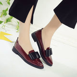 Vipkoala Plus Size 41 Spring Flats Women Shoes Bowtie Loafers Patent Leather Elegant Low Heels Slip On Footwear Female Oxford Shoes