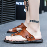 Vipkoala Hot Sale Men'S Sandals Genuine Leather Men Summer Shoes Leisure Slippers Flip-Flops Men Comfortable Footwear Soft Sandal