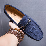 Vipkoala Men Loafers Shoes Genuine Leather Mens Driving Shoe Suede Boat Slip On Shoes Breathable Male Casual Flats Mocassin homme Blue