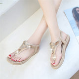 Vipkoala Women Sandals Summer Fashion Crystal Bead Flat Ladies Slipper Soft Casual Sexy High Quality Comfortable Outdoor Female Footwear