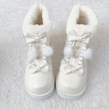 Vipkoala Winter kawaii girl sweet lolita boots vintage round head plus cashmere warm women shoes cute bowknot kawaii snow boots loli