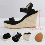 Vipkoala Summer Platform Sandals Women Wedges Ladies Hemp Shoes Ladies Candy Color Casual Girls Slip on Strap Cross Plus Size