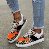 Vipkoala Autumn Sneakers Women New Ladies Leopard Print Lace Up Comfy Casual Shoes 35-43 Big Size Female Walking Sport Flats