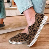 Vipkoala Leopard Print Casual Canvas Shoes Spring Comfortable Ladies Slip On Loafers 35-43 Large-Sized Outdoor Female Sneakers