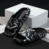 Vipkoala Summer Outdoor Men's Slippers Alphabet Non-slip Slides Women Bathroom Ladies Flip Flops Beach Sandals Thick Platform Flat Shoes