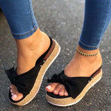 Vipkoala Slippers Women Summer Sandals Mid Heels Sandals Plus Size Wedges Shoes Woman Bowties Slippers Sandalias Mujer Sapato Feminino