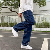 Vipkoala Men Wide Leg Jeans Hip Hop Casual Men's Straight Baggy Denim Pants Streetwear Skateboard Pant Neutral Trousers Plus Size S-5XL