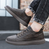 Vipkoala Men Leather Casual Shoes Fashion Leather Flat Shoes Sneakers Pure Black Warm Thick Sole Soft Wear Low Top New zapatillas hombre