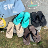 Vipkoala INS Fashion Summer Shoes For Women Slippers Square Head Platform Flip Flops Solid Color Beach Shoes Clothing For Women