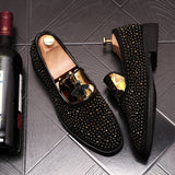 Vipkoala Fashion Trend Slip On Men's Casual Loafers Luxury Rhinestone Lazy Male Wedding Dress Shoes Moccasins Valentines Day