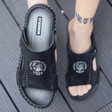 Vipkoala Big Size 47 Men Genuine Leather Sandals Summer Classic Men Shoes Slippers Soft Sandals Men Roman Comfortable Walking Footwea