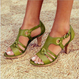 Vipkoala Gladiator Open Peep Toe Women Sandals Summer Shoes For Women Shoes Heels Sandals Women Green Shoes Pumps Slipper Plus Size 34-43