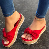 Vipkoala Slippers Women Summer Sandals Mid Heels Sandals Plus Size Wedges Shoes Woman Bowties Slippers Sandalias Mujer Sapato Feminino