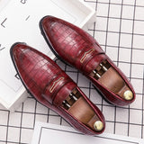 Vipkoala Men Dress Shoes Casual Business Fashion Pu Leather Low Heel Buckle Strap British Style Classic Trendy Loafers for Men