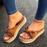 Vipkoala Slippers Women Summer Sandals Mid Heels Sandals Plus Size Wedges Shoes Woman Bowties Slippers Sandalias Mujer Sapato Feminino