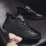 Vipkoala Men Spring Autumn Casual PU Leather Shoes Trend Men's Shoes Wild Mens Flats Shoes Waterproof Non-slip Board Shoe Male Footwear