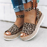 Vipkoala Women Platform Sandals New Buckle Strap Leopard Print Ladies Hemp Dress Shoes 35-43 Big Size Female Beach Sandals Trendy Summer Fits