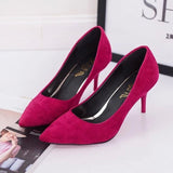 Vipkoala High Heels Woman Shoes Plus Size OL Office Lady Shoes Faux Suede Pointed Toe Dress Shoes Basic Pumps Women Boat zapatos mujer