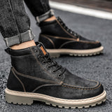 Vipkoala Men High Quality Leather Boots Male Spring Casual Motorcycle Ankle Botas Hombre Men Lace-Up Basic Boots Man Fashion Men Boots