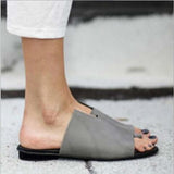 Vipkoala Large Size Flat Shoes Sandals Female New Summer Leather Retro Roman Sandals Women Casual Open Toe Slip On Beach Footwear