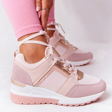 Vipkoala New Wedge Sneakers Women Lace-Up Height Increasing Sports Shoes Ladies Casual Platform Air Cushion Comfy Vulcanized Shoes