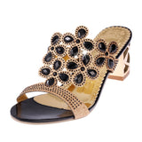 Vipkoala Summer Sandals Shoes Women Slippers High Heels Luxury Rhinestone Women's Shoes with Diamond-studded Chunky Heels  Sandals