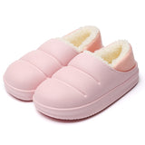 Vipkoala Winter Women Fur Slippers Waterproof Warm Plush Household Slides Indoor Home Thick Sole Footwear Non-Slip Solid Couple Sandals