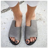 Vipkoala Large Size Flat Shoes Sandals Female New Summer Leather Retro Roman Sandals Women Casual Open Toe Slip On Beach Footwear