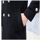 Vipkoala Long dust coat Men Winter Warm Trench Woolen Cloth Coat Mens Double Breasted Slim Casual Jackets Solid Business Outwear